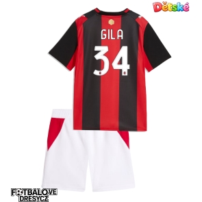 AC Milan Mario Gila #34 Dětské Domácí dres komplet 2026-27 Krátký Rukáv (+ trenýrky)